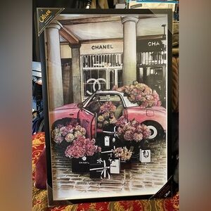 CHANEL Pink Floral Car Art Print